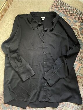 A New Day Satin Black Oversized Blouse